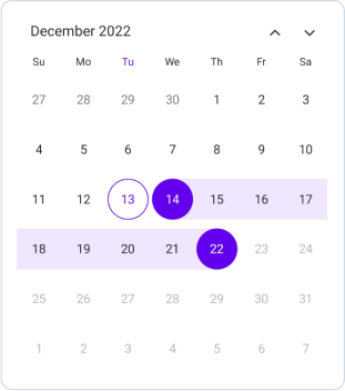 Backward range selection in .NET MAUI Calendar.