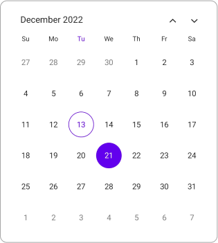 Month view single selection in .NET MAUI Calendar.