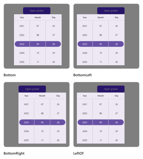 Relative dialog mode in .NET MAUI Date picker.