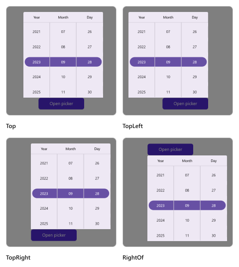 Relative dialog mode in .NET MAUI Date picker.