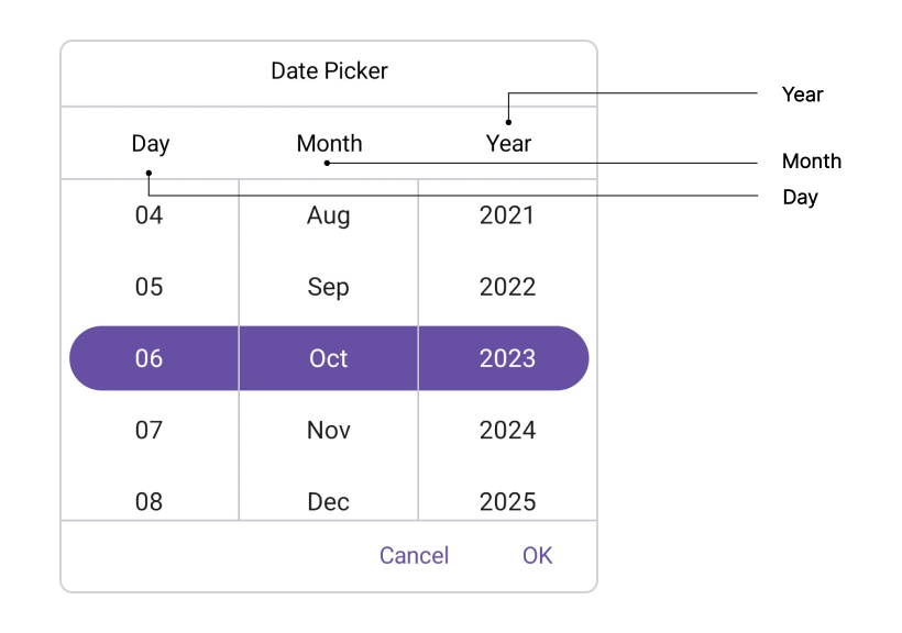 Column Header Layout in .NET MAUI Date Picker.