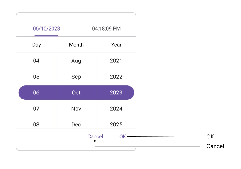 Footer Layout in .NET MAUI Date Time Picker.