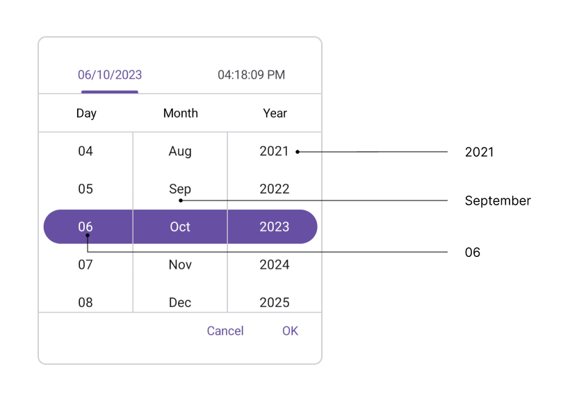 Picker Items in .NET MAUI Date Time Picker.