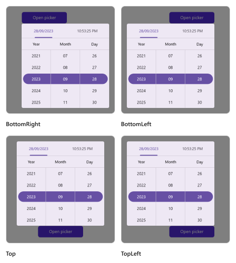 Relative dialog mode in .NET MAUI Date Time picker.