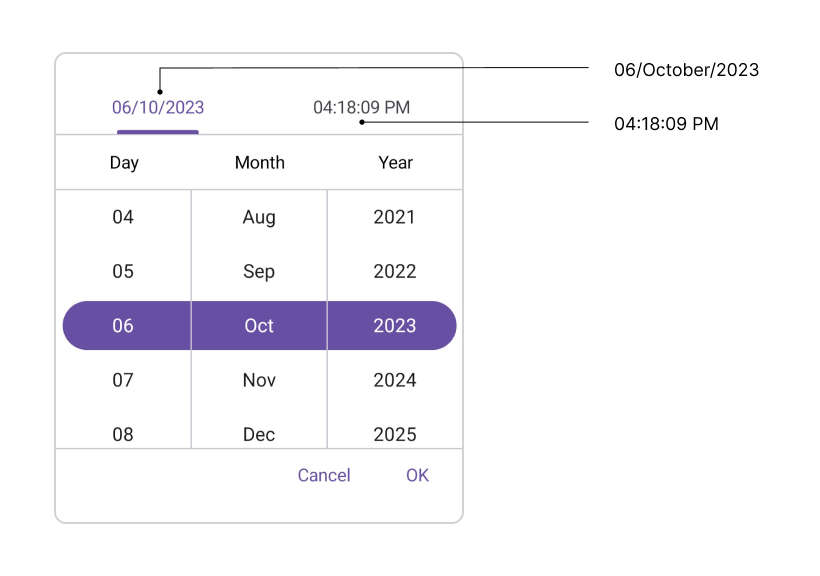 Header Layout in .NET MAUI Date Time Picker.