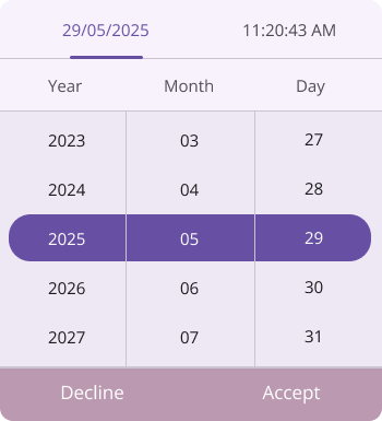 Footer template in .NET MAUI Date Time picker.