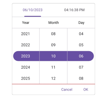 Footer divider color in .NET MAUI Date Time picker.