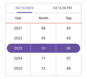 Set column header divider color in .NET MAUI Date Time picker.