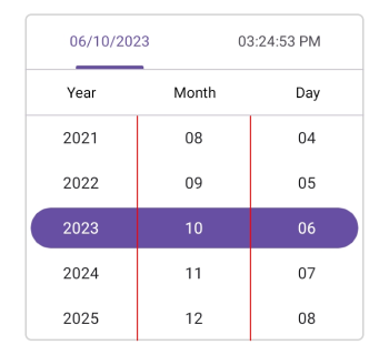 Date Time picker coloumn divider color in .NET MAUI Date Time picker.