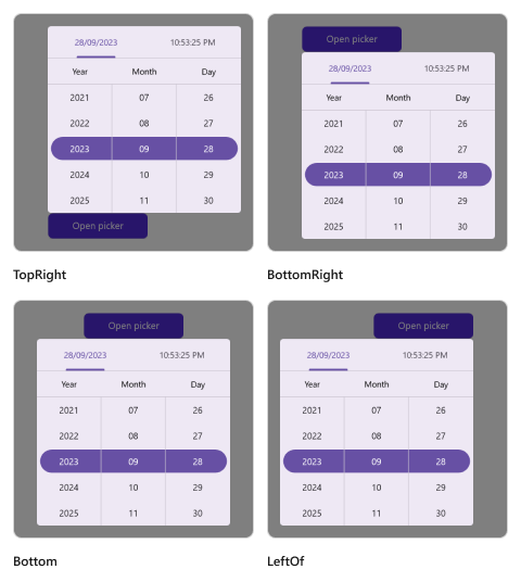 Relative dialog mode in .NET MAUI Date Time picker.