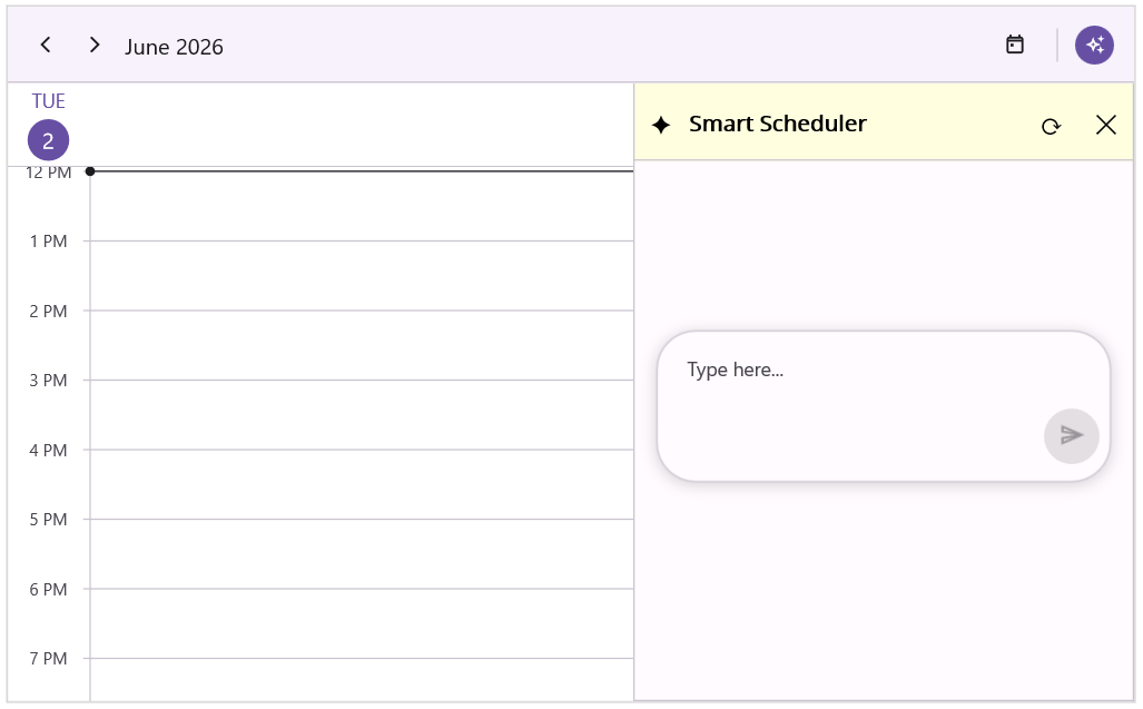 Assist view header template in .NET MAUI AI-Powered Scheduler.