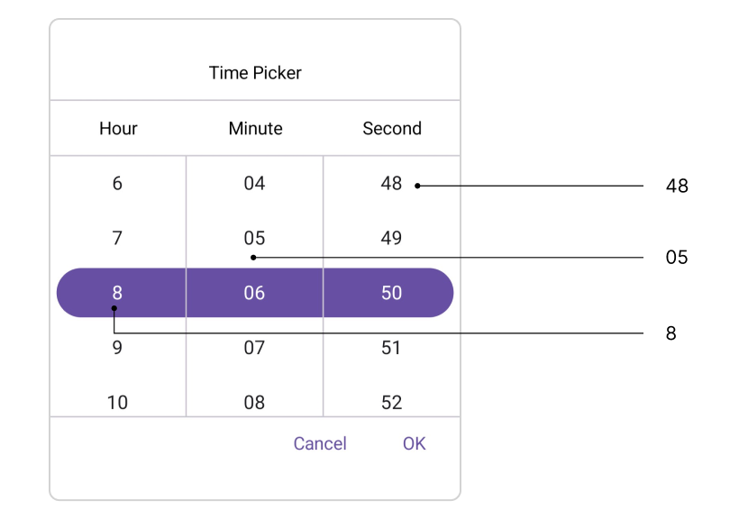 Picker items in .NET MAUI Time Picker.