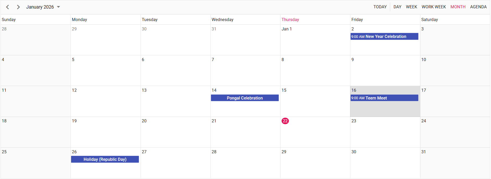 FrontEnd React Scheduler