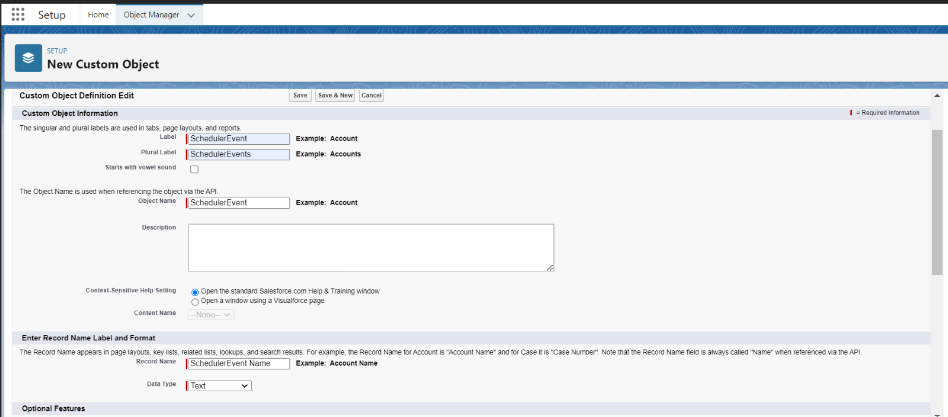 Salesforce New custom Object