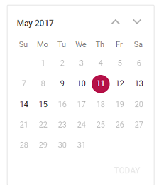Calendar with min and max dates