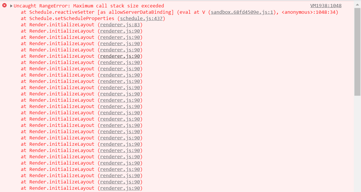 Maximum call stack size exceeded