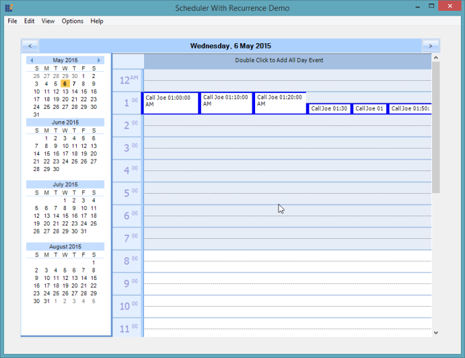 Recurrence rule in WindowsForms Scheduler