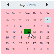 Changed the default and mouse hover background of CalendarEdit