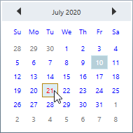 Changed the default and mouse hover background of CalendarEdit