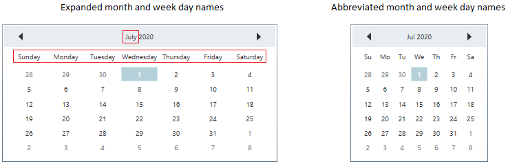 CalendarEdit shows full month and week name