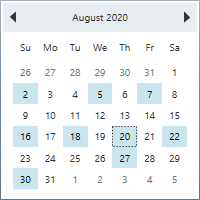 CalendarEdit control displaying specifically selected multiple dates
