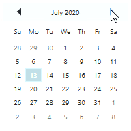 Navigation between next and previous months animation time is changed