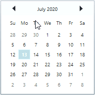 Navigation between next and previous months animation direction changed to vertical