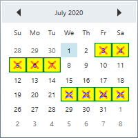 Blockout days custom appearance in CalendarEdit