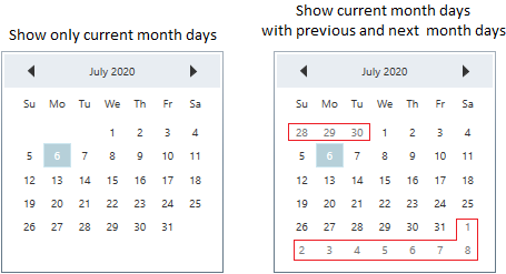 CalendarEdit display only the current month days