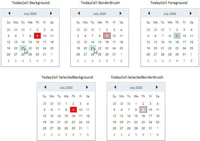 Changing today dates foreground and background to highlight