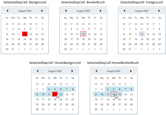 Changed selected date appearance