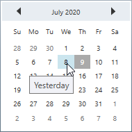 Tooltip for today and yesterday