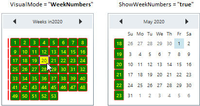 Week number cells background and foreground changed in CalendarEdit
