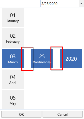 WPF DatePicker Item Spacing