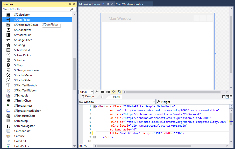 WPF DatePicker Added by Designer