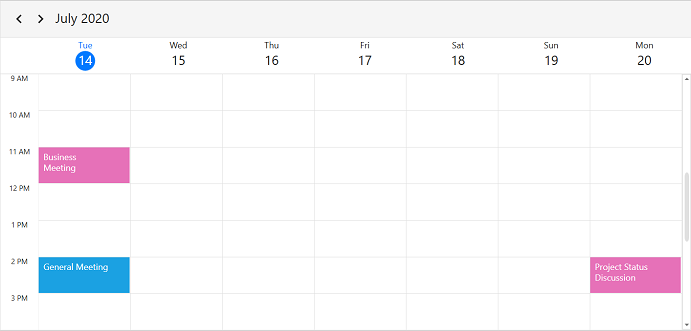 WPF scheduler FirstDayOfWeek