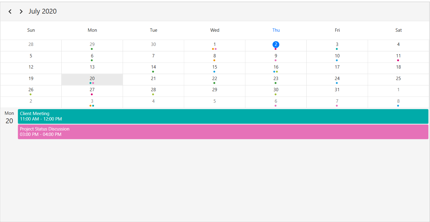 WPF Scheduler month view AgendaViewHeight