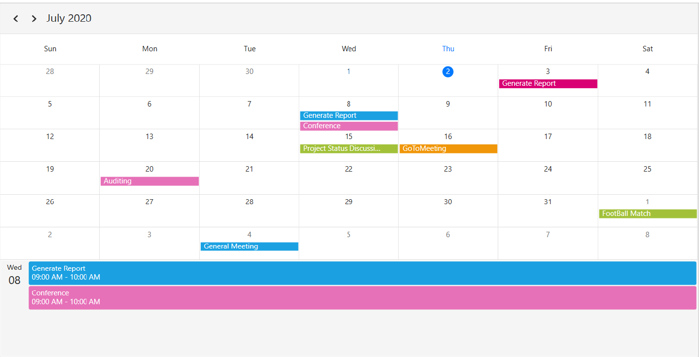 WPF Scheduler month view ShowAgendaView