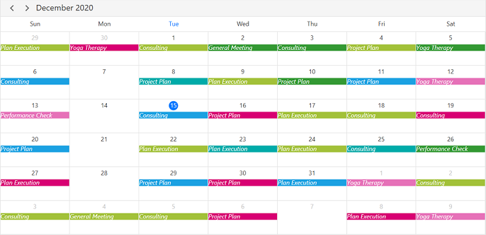 WPF Scheduler month view AppointmentTemplate
