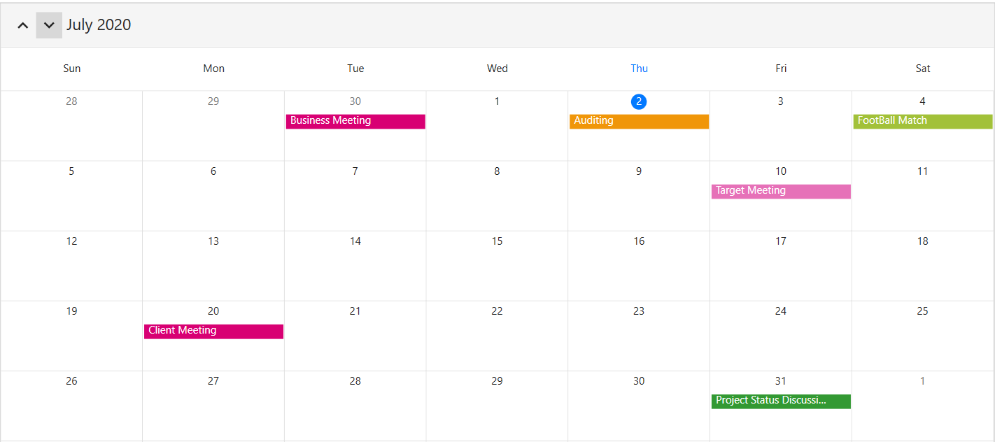 WPF Scheduler month view MonthNavigationDirection