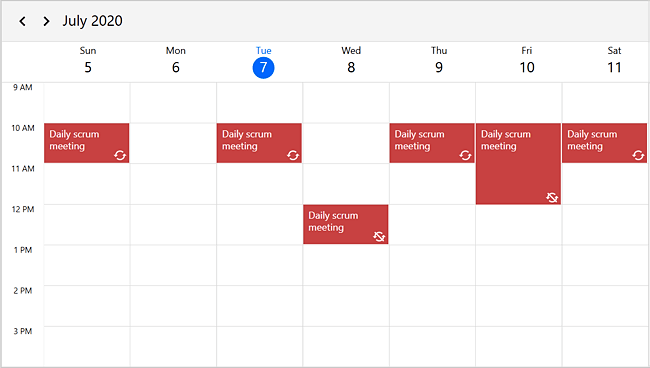 WPF Scheduler Recurrence Events