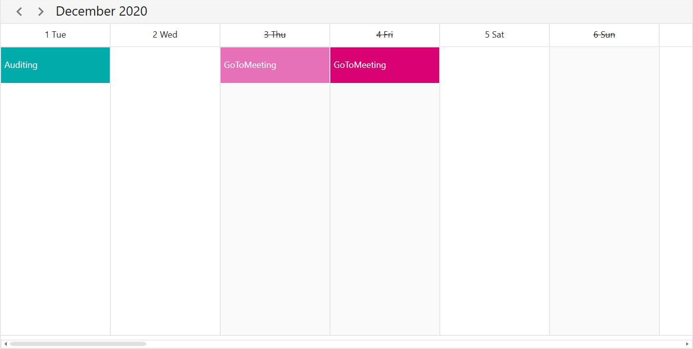 WPF Scheduler BlackoutDates