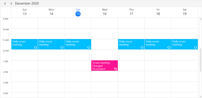 Schedule Exception Appointment in WPF Scheduler