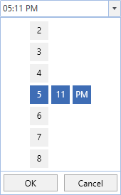 SfTimePicker control added by code