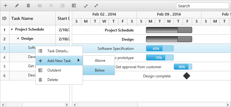 Enable context menu in Typescript Gantt