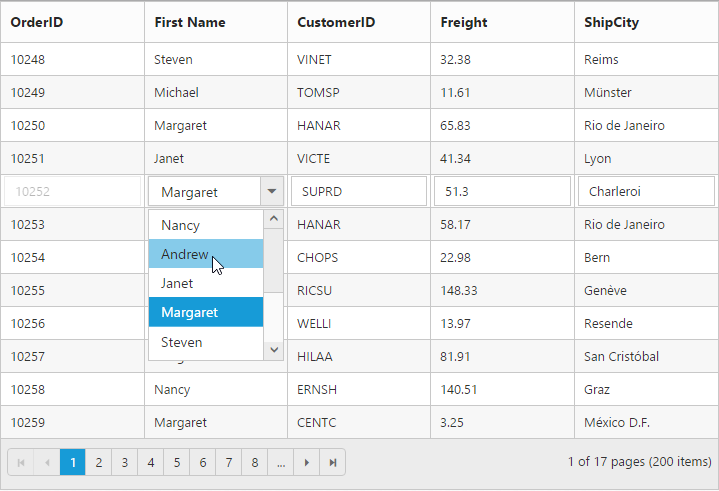 Foreign Key Column in TypeScript Grid