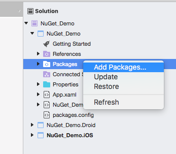 Add Packages in Typescript NuGet Packages