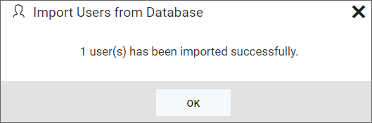 Success message after imported the Database users