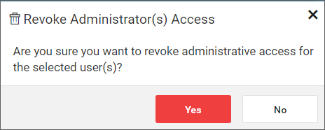 Revoke admin access dialog