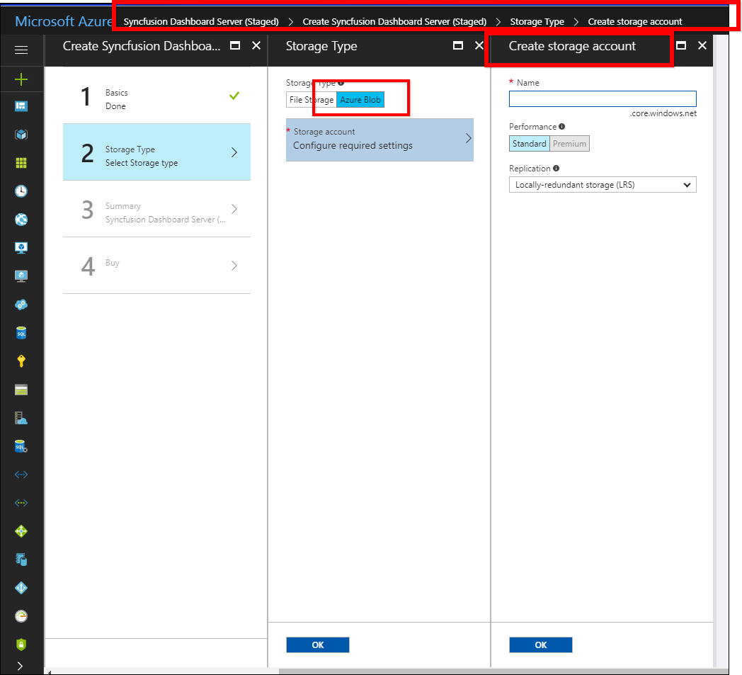 Storage account creation